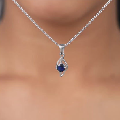 Silver Azure Leaf Pendant With Link Chain