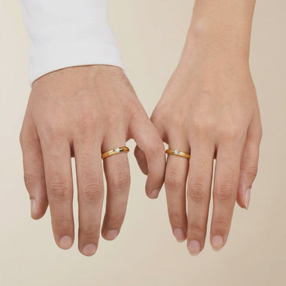 Golden Groove Couple Rings