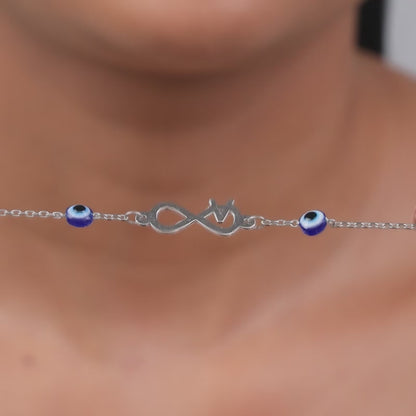 Silver Personalised Initial Nazar Bracelet