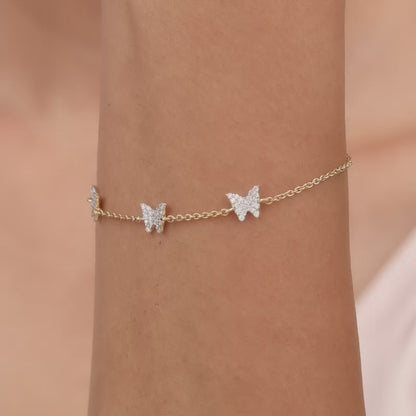Gold Joyful Butterfly Diamond Bracelet