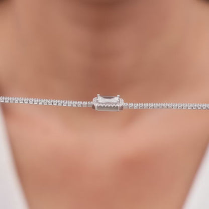 Silver Square of White Tennis Bracelet