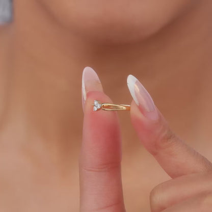 Gold Triple Bloom Lab Grown Diamond Ring