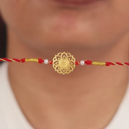 Golden Floral Bhaiya Bhabhi Rakhi Combo (Set of 2)