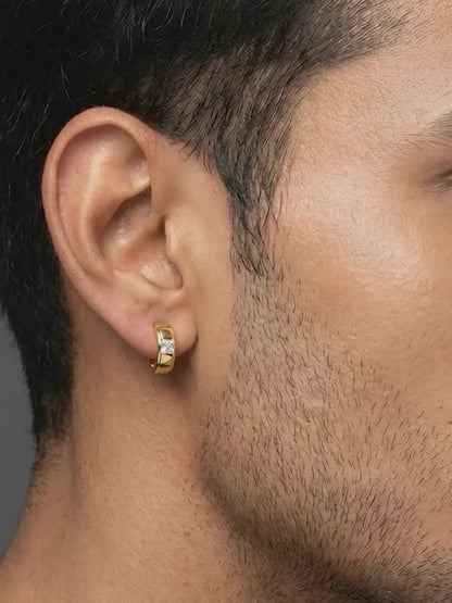 Golden Flux Hoop Earring For Him