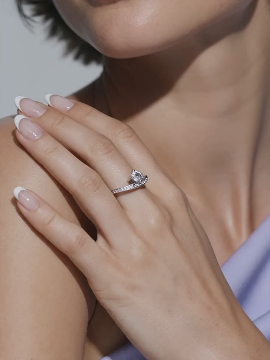 Silver Zircon Embrace Ring