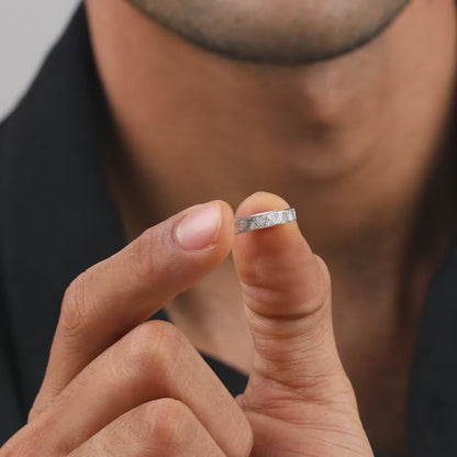 Silver Geometric Triangle Ring For Him