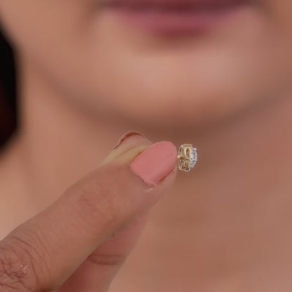 Gold Minerva Halo Soliatire Lab Grown Diamond Studs