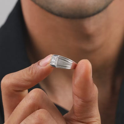 Silver Hexa Brilliance Ring For Him