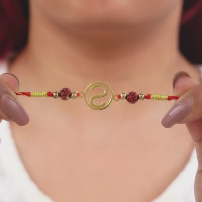 Golden Personalised Initial Rudraksha Rakhi