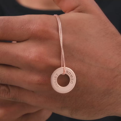 Rose Gold Personalised Circular Pendant For Him