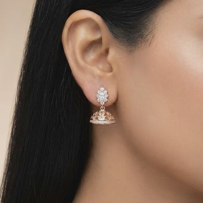 Rose Gold Dwarka Jhumki Earrings