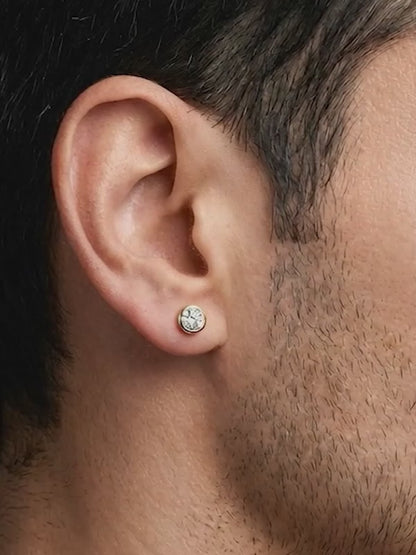 Golden Luminous Zircon Stud For Him