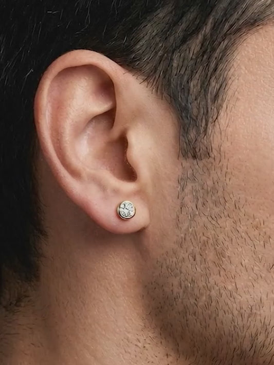 Golden Luminous Zircon Stud For Him