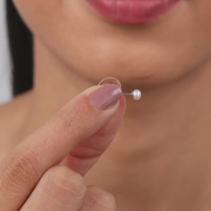 Silver Sea Pearl Stud Earrings