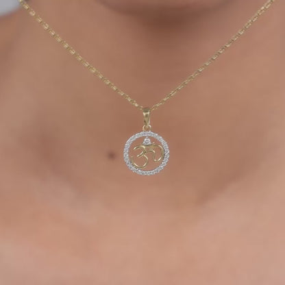 Gold Omkar Lab Grown Diamond Pendant