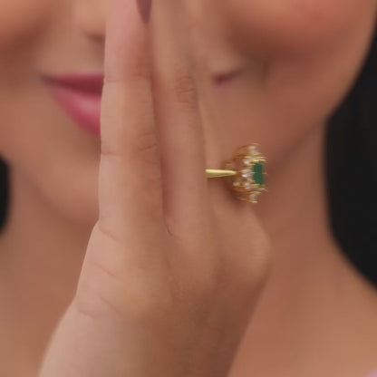 Golden Green Crush Ring