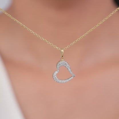 Gold Swaying Heart Lab Grown Diamond Pendant