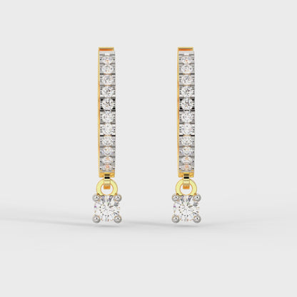 Gold Gleaming Hoop Diamond Earrings