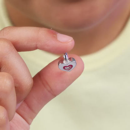 Silver HeartyPie Kids Hoop Earrings