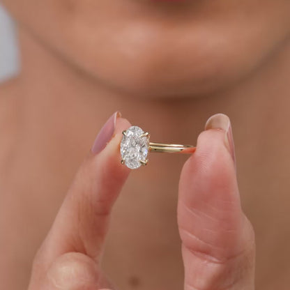 Gold Oval Cut Solitaire Lab Grown Diamond Ring