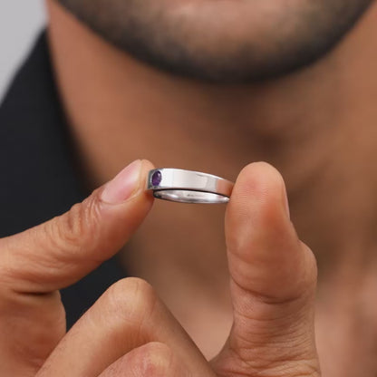 Silver Classic Amethyst Ring For Him