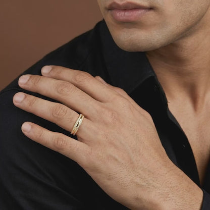 Golden Bold Fate Ring For Him (Size 22)