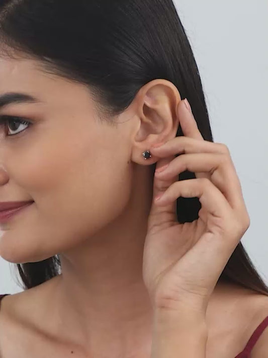 Silver Black Lover Stud Earrings