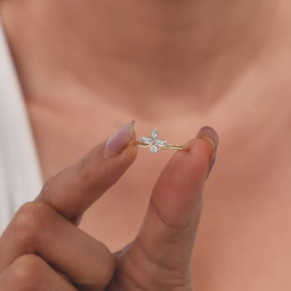 Gold Leaflet Lab Grown Diamond Ring