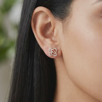 Gold Elan Clover Lab Grown Diamond Earrings