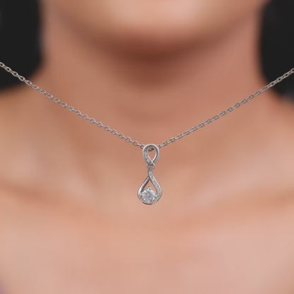 Silver Zircon Twist Necklace