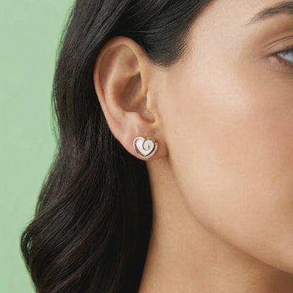 Rose Gold Crazy Heart Stud Earrings