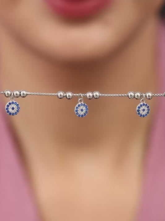 Silver Evil Eye Charm Bracelet