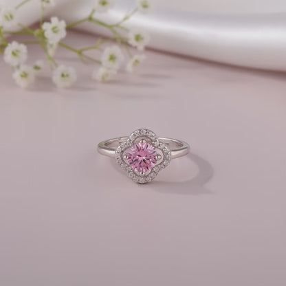Silver Charm in Clover Ring