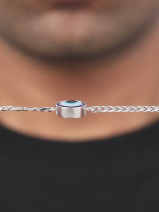 Silver Evil Eye Style Bracelet For Him