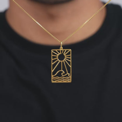 Golden Dawn Pendant With Box Chain For Him