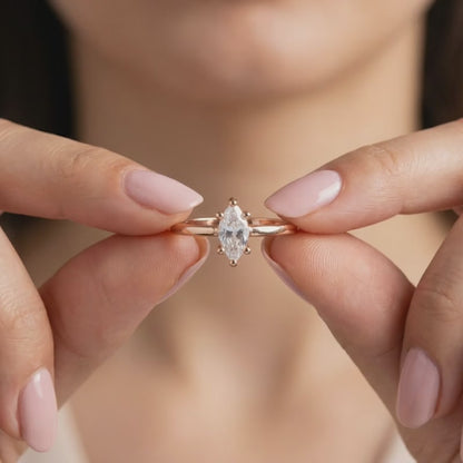 Rose Gold Marquise Shine Ring (Size 12)
