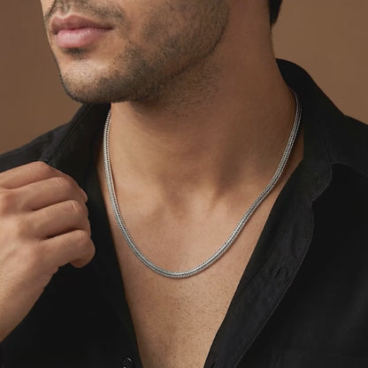Oxidised Silver Snake Bone Chain for Him