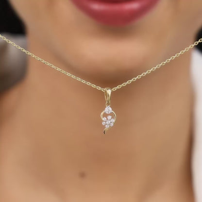 Gold Feathery Elegance Diamond Pendant