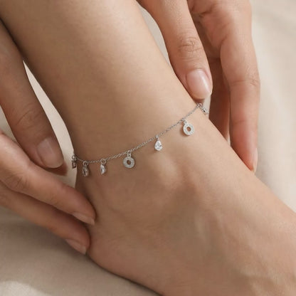 Silver Love and Light Anklet