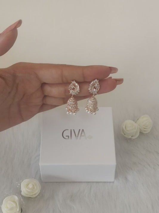 Rose Gold Teardrop Jhumki