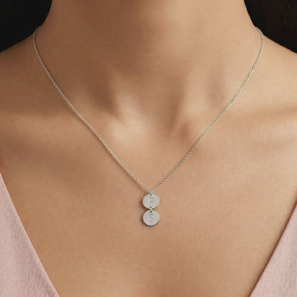 Silver  Personalised The Pair Initial Necklace