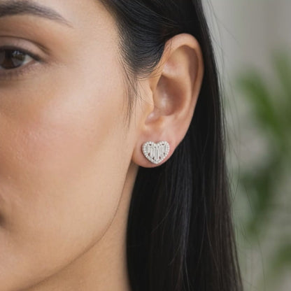 Silver Cute Heart Studs