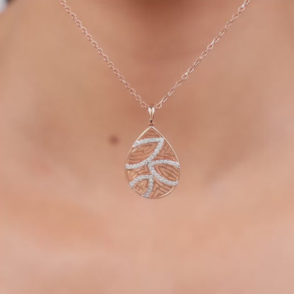 Rose Gold Leaf Drop Lab Grown Diamond Pendant