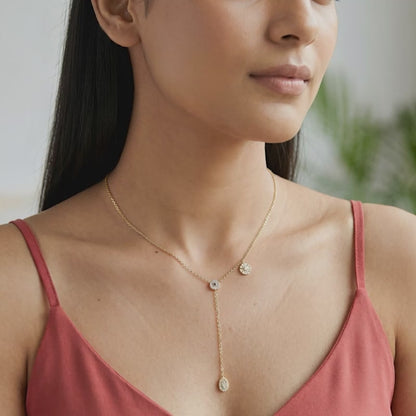 Golden Chunky Lariat Necklace