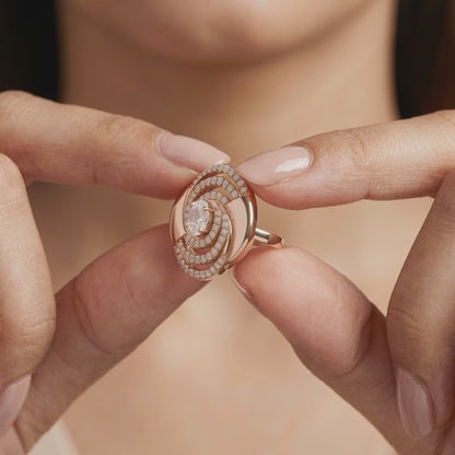 Rose Gold Spiral Sparkle Ring (Size 12)