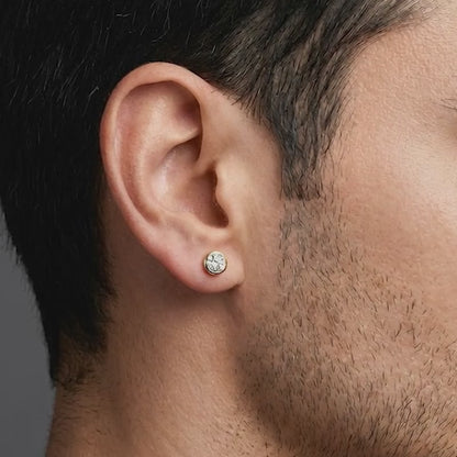 Golden Luminous Zircon Stud For Him