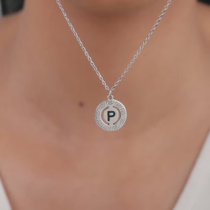 Silver Personalised Initial Grace Pendant with Link Chain