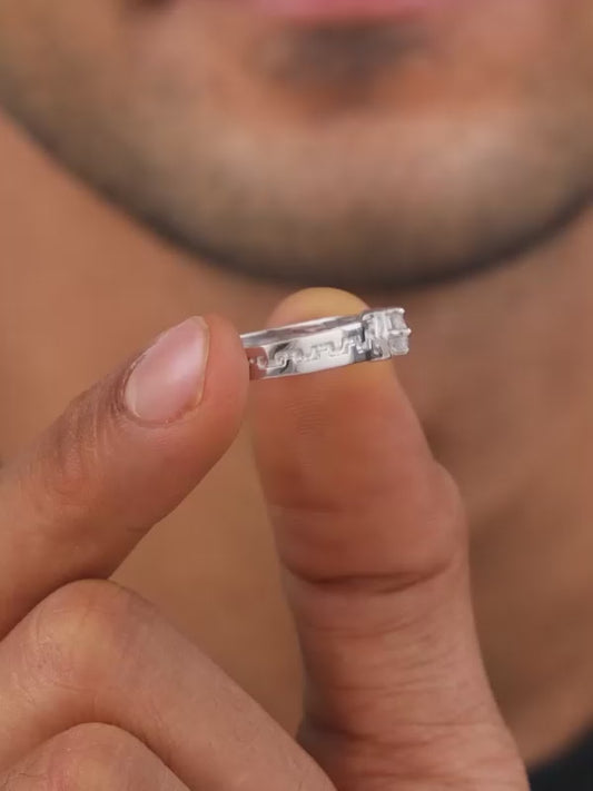 Silver Classic Zircon Ring For Him