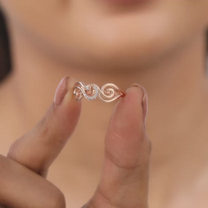 Rose Gold Peacock Motif Ring with zircons.