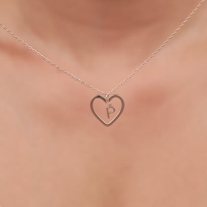 Rose Gold Personalised Heart of Initial Pendant